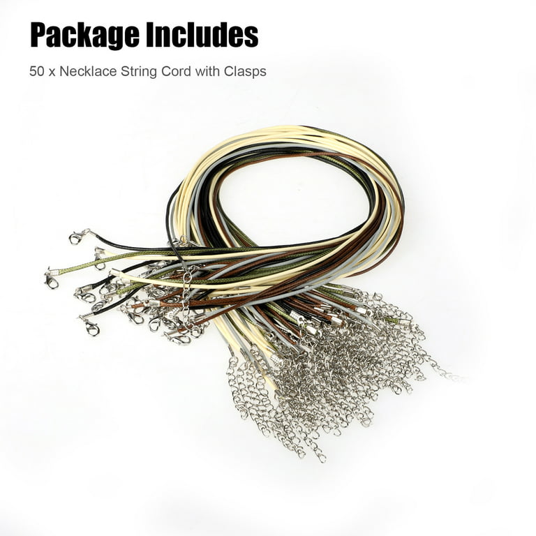 50 Pcs Necklace Rope String with Clasp Adjustable Wax Cord Leather Rope for  DIY Necklace Pendant Braided Thread