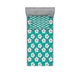 thumbnail image 2 of Floral Bedding Set with Sheet & Covers, Simplistic Garden Flower Motifs Pale Silhouettes and Outlines, Printed Bedroom Decor 2 Shams, 4 Sizes, Baby Pink Turquoise, by Ambesonne, 2 of 3