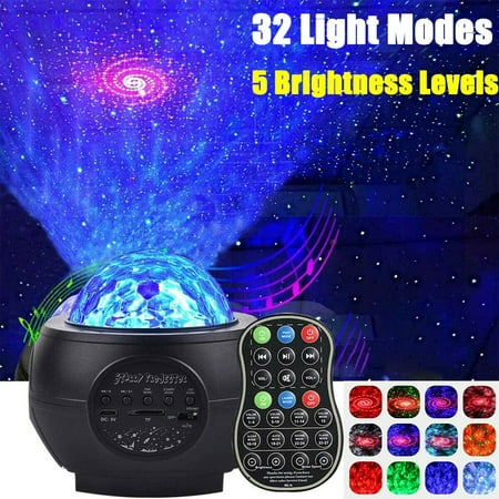 

SNNROO 3-In-1 Star Projector Night Lights with Hi-Fi Stereo Bluetooth Speaker Voice&Remote Control Sky Nebula/Moving Ocean Wave Best Gift for Kids Adults for Bedroom/Party Black