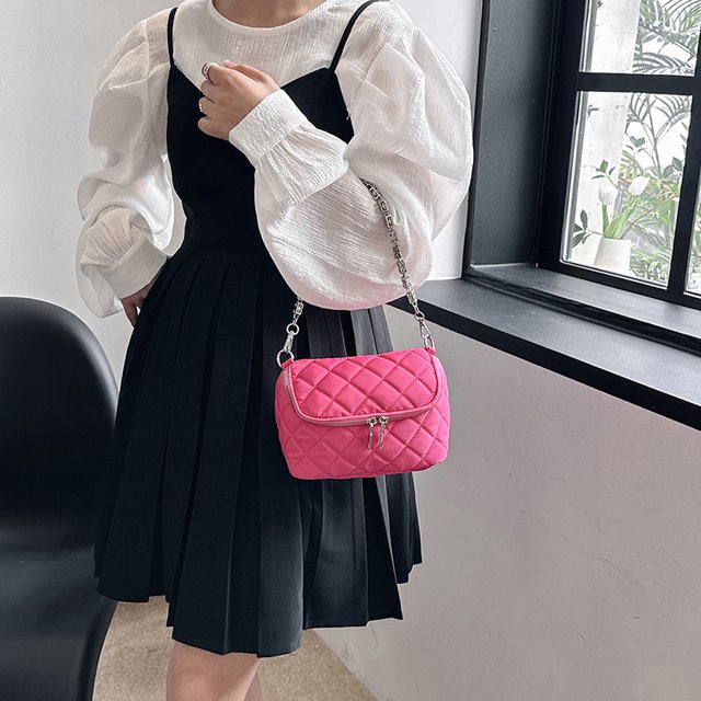 Bolso De Hombro Bolso Bandolera Para Mujer Bolso Bandolera De Moda Versátil Bolso Bandolera Con Forma De Rombo (Rosa)