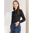 thumbnail image 2 of Allegra K Camisas Abotonadas Para Mujer Blusa De Satén Con Cuello Anudado Tops Casuales De Negocios Negro S, 2 of 6