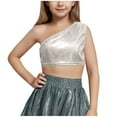thumbnail image 2 of Cethrio Girls Tank Tops, Performance Summer Dancewear Off Shoulder Sleeveless Tops Silver Size 14-16 T, 2 of 3