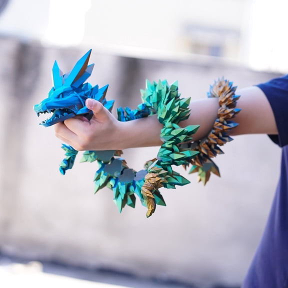 48.82inch 3D Printed Crystal Dragon,Flexible Joint Animal lacertid Figurines,Realistic Eyes, Home Office Decor,Fidget Toy for Adults Teens Boy Festival Gifts