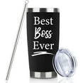 thumbnail image 1 of Boss Gifts For Men Boss Day Gifts For Him Male 20oz Black Best Boss Ever Gift Tumbler Boss Gifts For Women Gifts For Female Boss Girl Boss Christmas Bday Presents Travel Cup With Lid Straw, 1 of 6