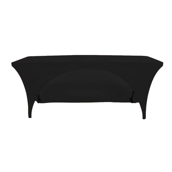 Your Chair Covers - Stretch Spandex 8 Ft Open Back Rectangular Table Cover Black for Wedding, Party, Birthday, Patio, etc.