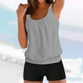thumbnail image 2 of UTSJKR Women's Tankini Swimsuits Bathing Suit Two Piece Tummy Control Swimwear Banded Bottom Tank Tops with Shorts Gray M, 2 of 4