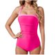 thumbnail image 5 of Trajes de Baño de Bikini de Mujer, Color Sólido Sexy Correa sin Espalda Bikini, Retro Alto Corte Conjunto de Trajes de Baño, 5 of 6