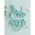 thumbnail image 3 of Kids Girls Swimsuits Rainbow Pineapple Strawberry Ruffle Tank Tops Bikini Sets Infant Beach Swimming Suits, 3 of 8