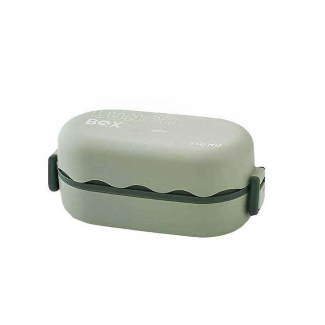 Cateissary Fiambrera portátil de gran capacidad de doble capa, vajilla, calentador de alimentos con hebillas, fiambrera escolar para acampar y Mostrada Verde