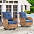 thumbnail image 2 of Gymojoy 2 Pieces Outdoor Patio Wicker Swivel Glider Rocker Chair with High Back Deep Seat, Navy Cushion, 2 of 9