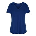 thumbnail image 4 of Timegard Hauts pour Femmes à Volants Manches Courtes à Revers Grande Taille Tunique à Col en V Hauts Chic Décontracté Blouse à Épaules Tombantes, 4 of 6