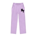 thumbnail image 5 of CYRBOKO Girls Sweatpants with Pockets, Elastic Waist Soft Casual Relaxed Fit Wide Leg Pants Purple Size 5-6 T, 5 of 6