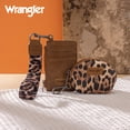 thumbnail image 7 of Wrangler Women's Western Dual Pouch Wristlet Wallet - Embroidered Boot Scroll Design with Zippered Card Holder, Leopard-Brown, 7 of 7