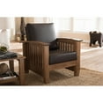 thumbnail image 5 of Baxton Studio Charlotte Modern Classic Mission Style Walnut Brown Wood and Dark Brown Faux Leather 1-Seater Lounge Chair, 5 of 5