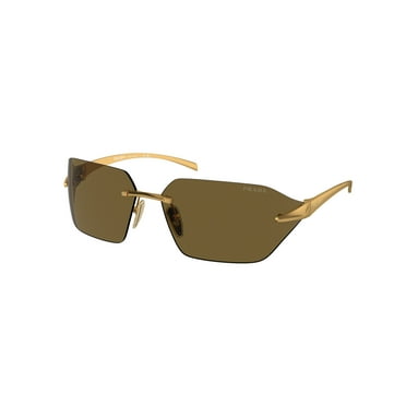 Sunglasses Prada PR A 55 S 15N01T Satin Yellow Gold Dark Brown