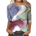 thumbnail image 2 of ICHUANYI Clearance Women's Fashion Printed Loose T-shirt Mid-length 3/4 Sleeves Blouse Round Neck Casual Tops(Pink, M) ICHUANYI WER2023081403486, 2 of 5