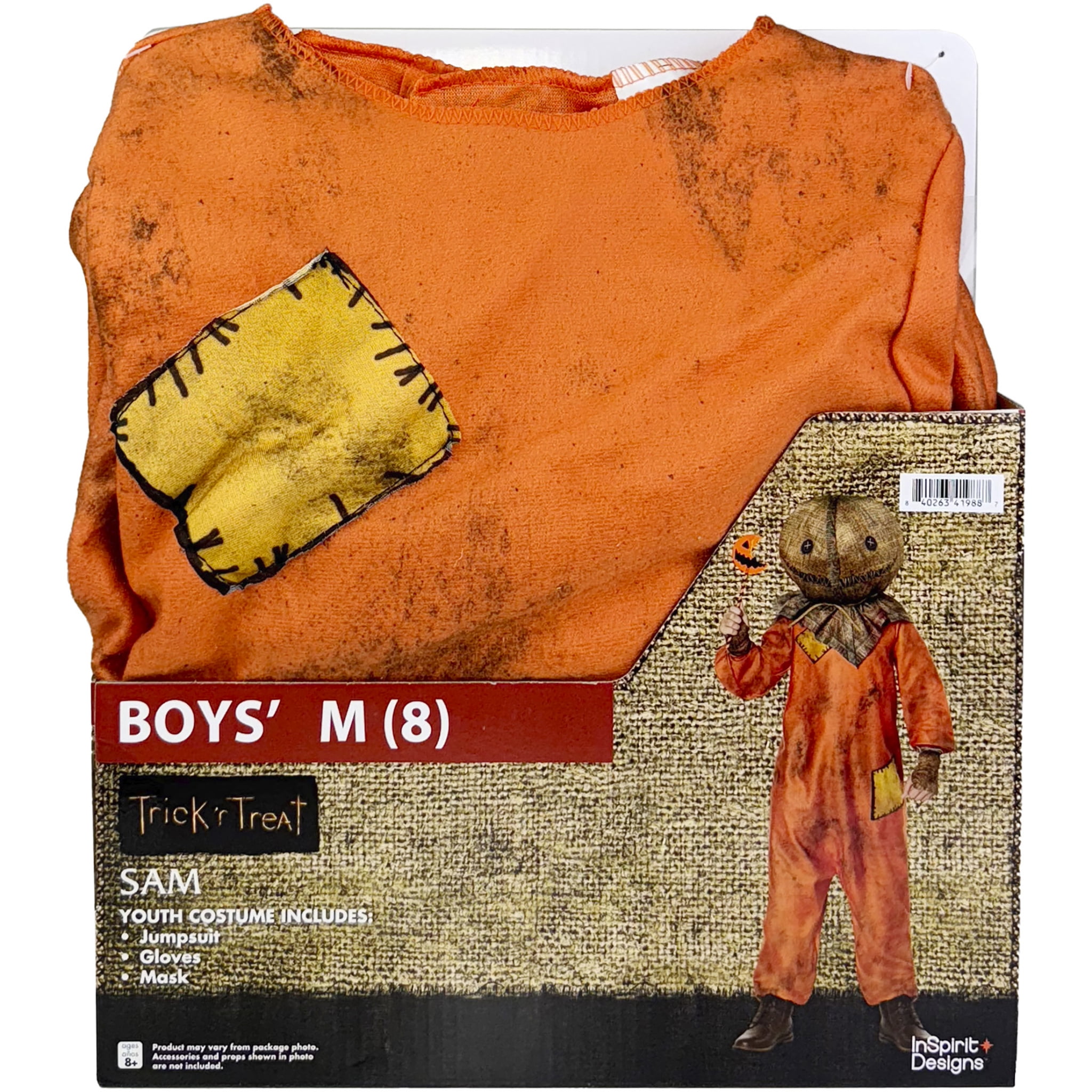 Trick r Treat Sam 3pc Halloween Costume for Children, Boy's Size M (8), by Inspirit Designs