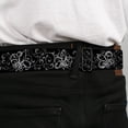 thumbnail image 4 of Buckle-Down Belt, Seatbelt Buckle Belt, Fleur De Lis Outline Filigree Black Gray, 30 to 44 Inches, 4 of 9
