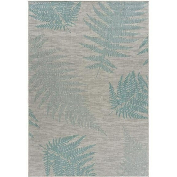 8 x 10 ft. Teal Fern Leaves Indoor & Outdoor Area Rug