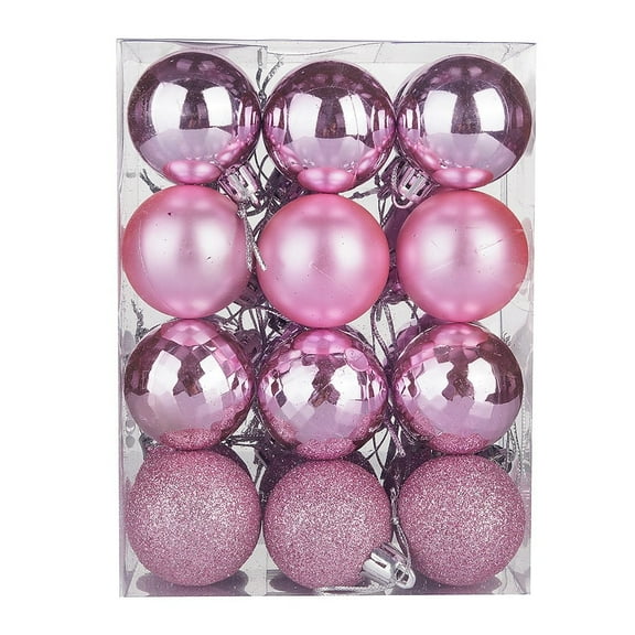 Christmas Decorations Clearance 24Pcs 1.57 Inch Christmas Tree Balls Bauble Hanging Home Party Ornament Decor for Xmas Christmas Tree Pink