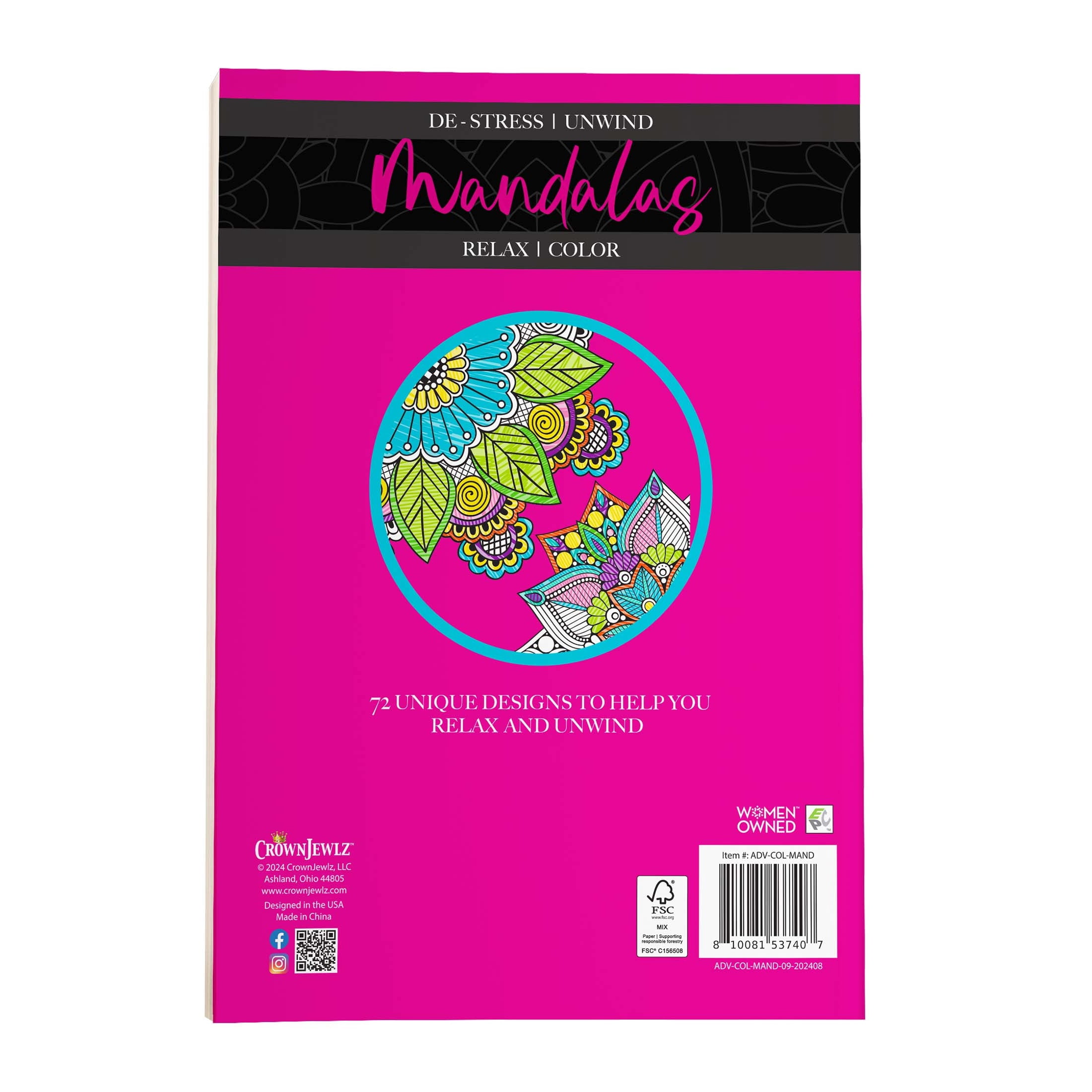 Mandalas Advanced Coloring Book, by CrownJewlz, (Paperback)