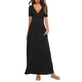 thumbnail image 1 of New Women's V Neck Solid Color Short Sleeve Casuak Maxi Dress, 1 of 5