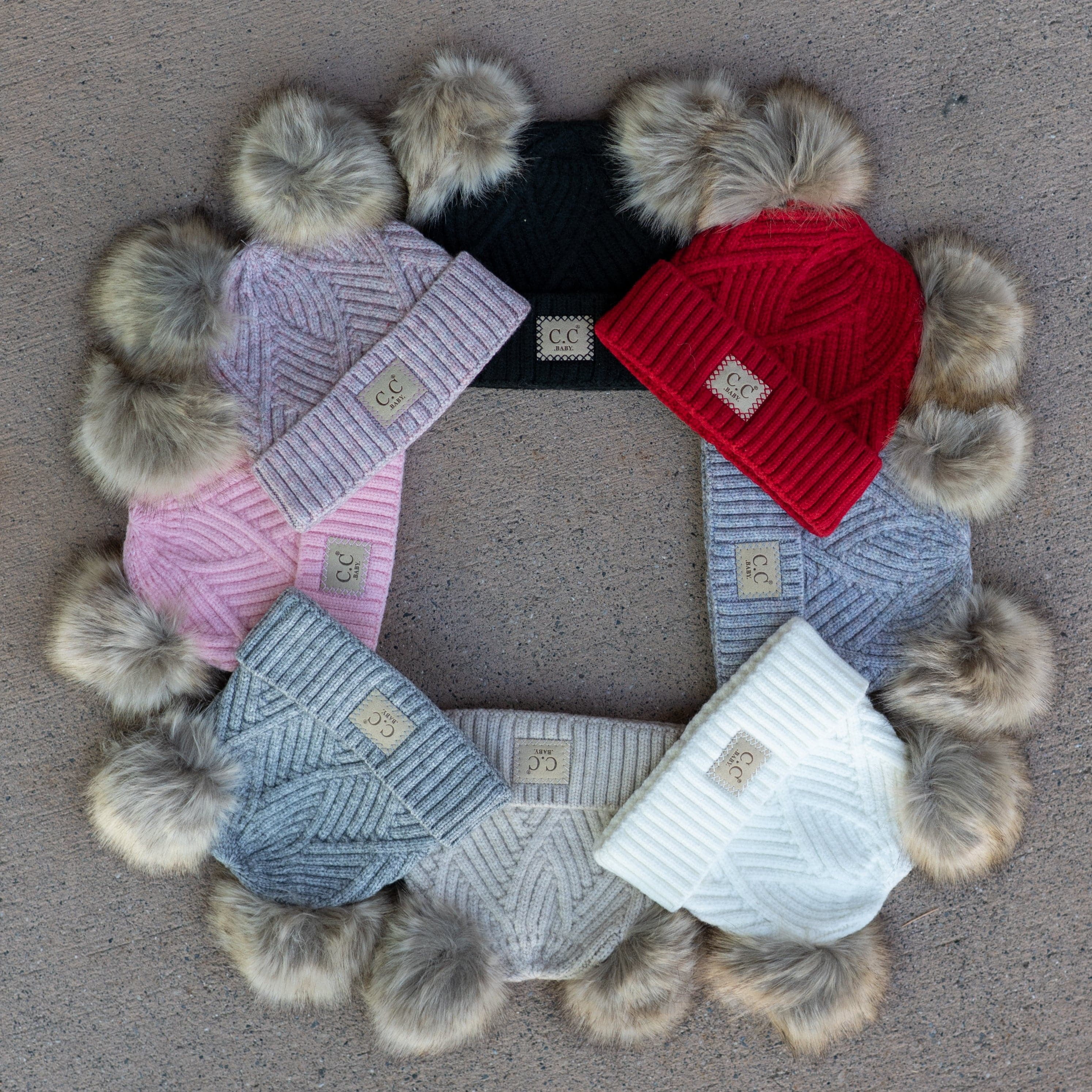CC Baby Double Pom Winter Beanie - Criss-Cross Pattern, Fits Newborn to 9 Months, Soft & Cozy Baby Hat with Plush Pom, Authentic CC Brand - Soft, Warm Hats for Babies and Toddlers - Cozy Winter Wear