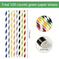 thumbnail image 2 of GIXUSIL Eco-Friendly Stripes Rainbow Drinking Paper Straws 100 packs Biodegradable Disposable Straws Bulk for Party Christmas Cafe Wedding DIY Decoration (5 Color), 2 of 7