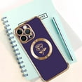 thumbnail image 5 of Compatible with iPhone 15 Pro Case [Support Compatible with Magsafe] Fairy Rose Pattern Magnetic Plating Electroplate Luxury Elegant Camera Protection Soft TPU Shockproof Back Cover -Purple, 5 of 12