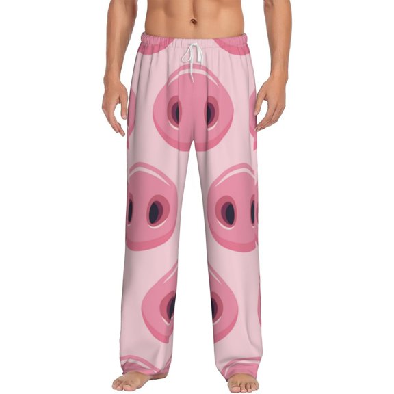 Easygdp Pig Nose Men's Pajama Pant, Sleep Elastic Waistband Lounge Pants - Small