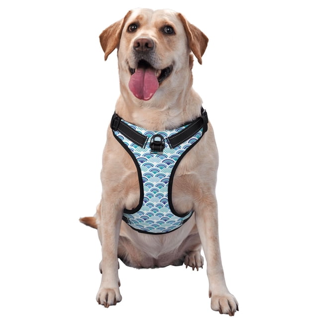 Balery Blue Fish Scale Texture Arnés para Perros Grandes Antitirones, Arnés con Correa para Gato, Arnés Tipo Chaleco para Perros Pequeños-X-Large