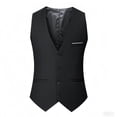 thumbnail image 2 of Yongwang Mens Big and Tall V Neck Blazer Vest Button Down Vest Casual Business Dress Vest Waistcoat for Fall, 2 of 5