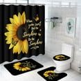 thumbnail image 2 of FRAMICS 16 Pc Sunflower Butterfly Shower Curtain and Rug Sets, Flower Quotes Bathroom Sets, Black Waterproof Fabric Shower Curtain with 12 Hooks and Toilet Rugs, 2 of 8