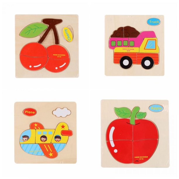 Wooden Puzzles for Kids age 13 Educational Toys 4 Pack Shapes Wooden