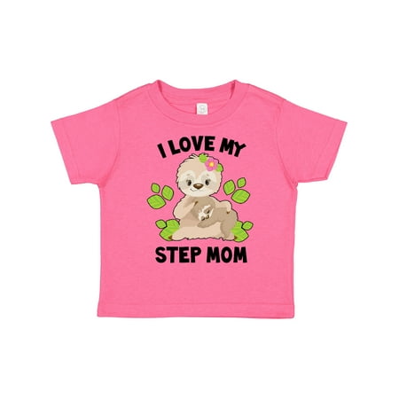 

Inktastic Cute Sloth I Love My Step Mom with Green Leaves Gift Toddler Boy or Toddler Girl T-Shirt