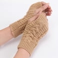thumbnail image 2 of Guantes de medio dedo para mujer, de invierno, suaves y cálidos, de lana, para tejer, de brazo corto, suaves y cálidos, para trabajo, protección de manos., 2 of 5