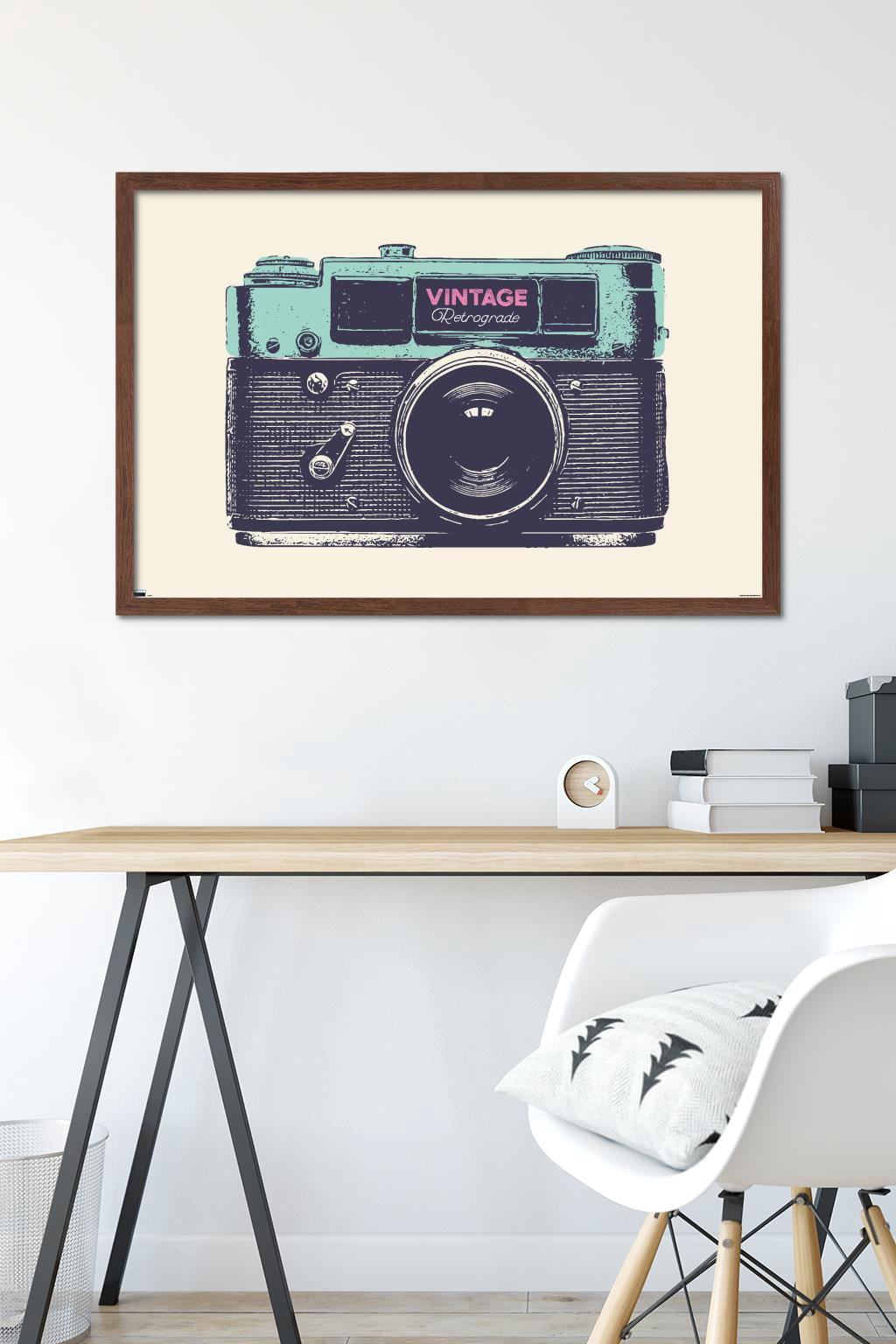 Vintage Camera Wall Poster, 22.375" x 34" Framed