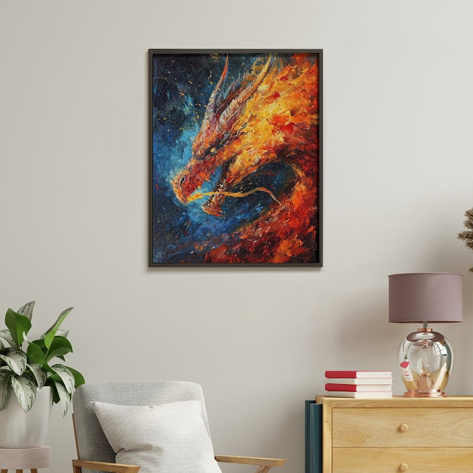Paint by Numbers Kit for Adults, Fiery Dragon Vibrant Colors Artwork Paint by Numbers, Easy Paint by Numbers Kit for Adults Beginner, DIY Adult Paint by Number Kits on Canvas, Home Decor