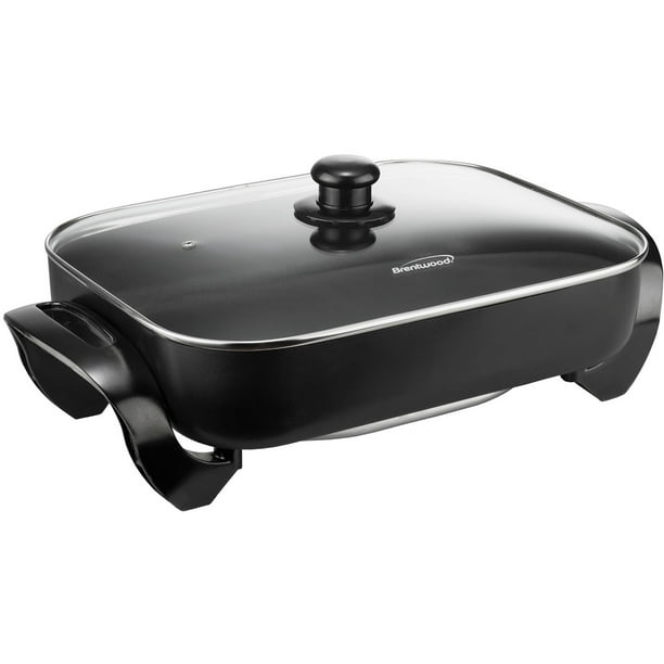 Brentwood SK75 16" NonStick Electric Skillet with Glass Lid, Black