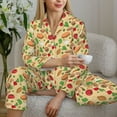 thumbnail image 6 of Pofeuu Herb Of Burger Print Womens Pajamas Set Long Sleeve Sleepwear Button Down Nightwear Soft Pj Lounge Sets Button Down Pajamas Women-Medium, 6 of 7