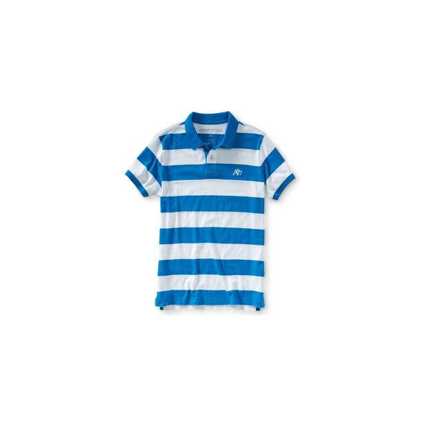 Aeropostale - Polo de rugby A87 a rayas para hombre, azul, mediano
