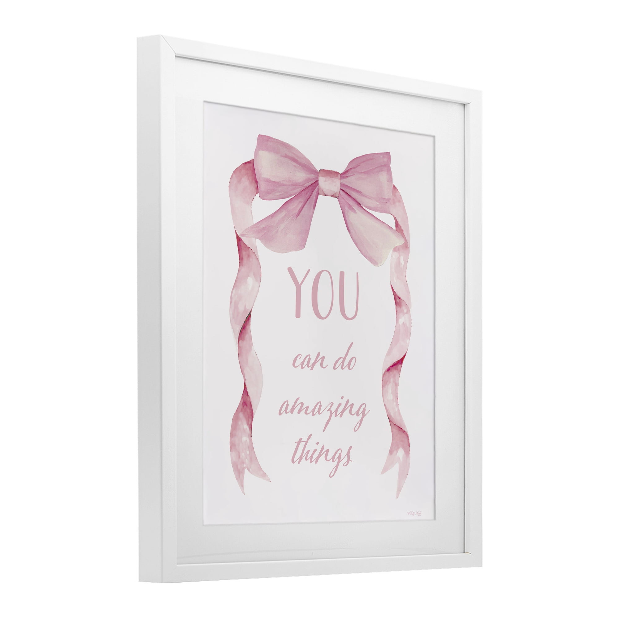 Stupell Industries Feminine Encouragement Ribbon White Framed Print Under Glass, design by Cindy Jacobs