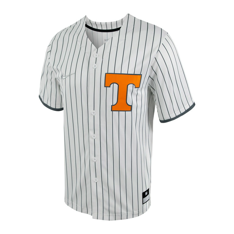 Men's Nike White/Gray Tennessee Volunteers Pinstripe Replica Full-Button  Baseball Jersey