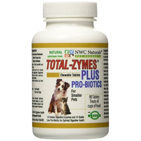Foods Natural Enzymes - NWC Naturals Total-Zymes Plus - 90 Tablets (1 tablet treats 1/2 cup of pet food) Enzymes and Probiotics for smaller Dogs and Cats