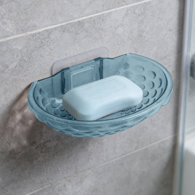 Weloille Bathroom Soap Dish Holder 1 Pack, No Drill Wall Mounted Drain Soap Box Self Adhesive, Waterproof Rust Proof Soap Storage Rack, for Bathroom Shower Kitchen Sink Countertop Use