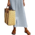 thumbnail image 4 of FASHIONWT Women Casual Cotton Linen Embroidered Slit Smock Dress, 4 of 4