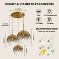 thumbnail image 2 of KPIBEST Modern Globe Pendant Light Fixtures 3-Light Vintage Industrial Hanging Ceiling Chandelier Ball Lamp for Kitchen Island Dining Room Bedroom Hallway Bar Cafe, 2 of 11