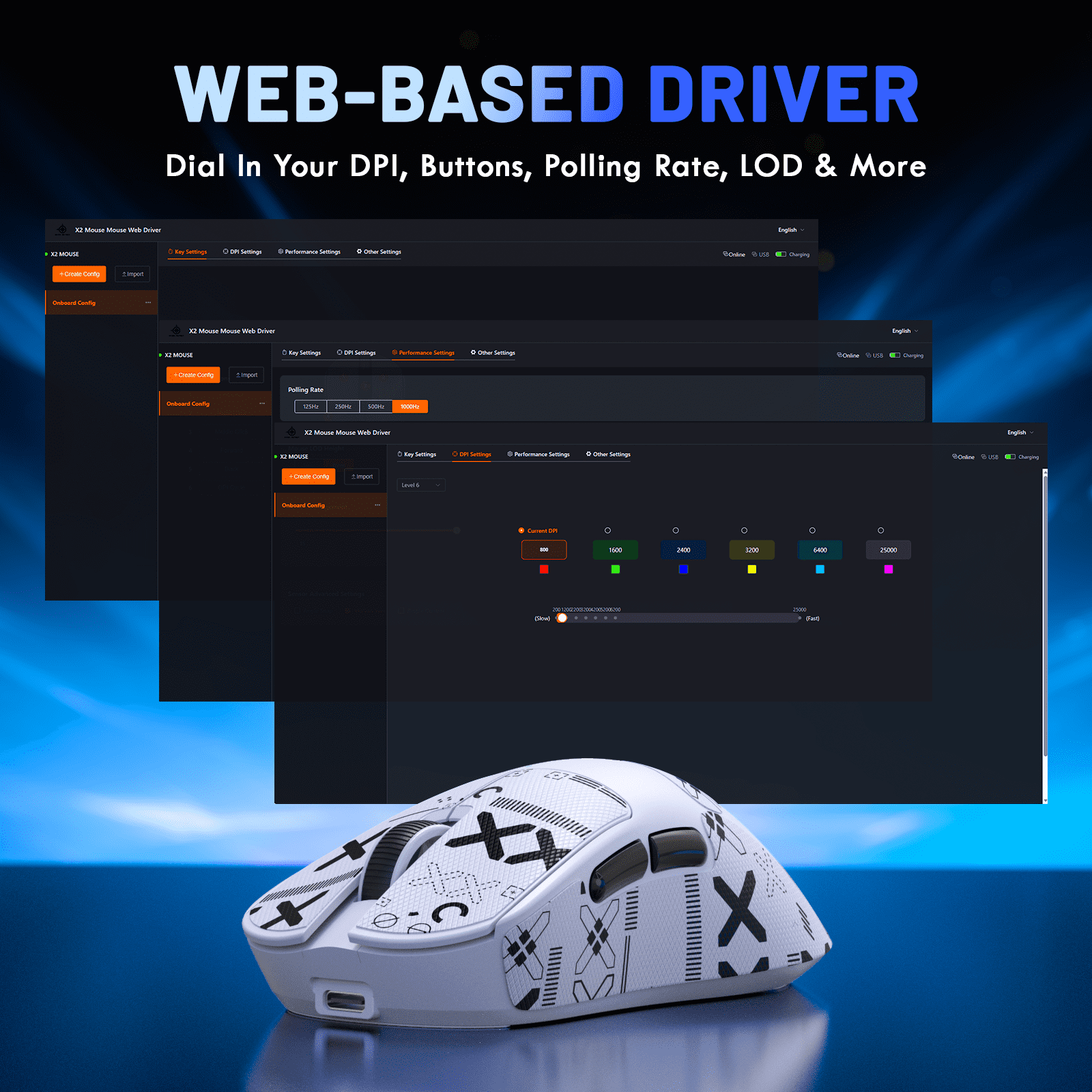 Magic-Refiner X2 Wireless Gaming Mouse, Tri-Mode 2.4G/USB-C Wired/Bluetooth, PAW3311 Sensor, 25000 DPI, 1000Hz Polling Rate, 69g Ergonomic Design, Grip Tape Included, White