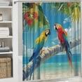 thumbnail image 6 of Orinice Parrot Shower Curtain Colorful Tropical Bird Ocean Beach Palm Tree Blue Sky Nature Landscape Fabric Bathroom Decor Curtains with Hooks  60x72, 6 of 7