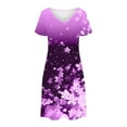 thumbnail image 3 of Levmjia Womens Summer V Neck Casual Dress Floral Short Sleeve Slim Fit Polyester Comfortable Vacation Beach Party Dress Multi Colors Available, 3 of 7